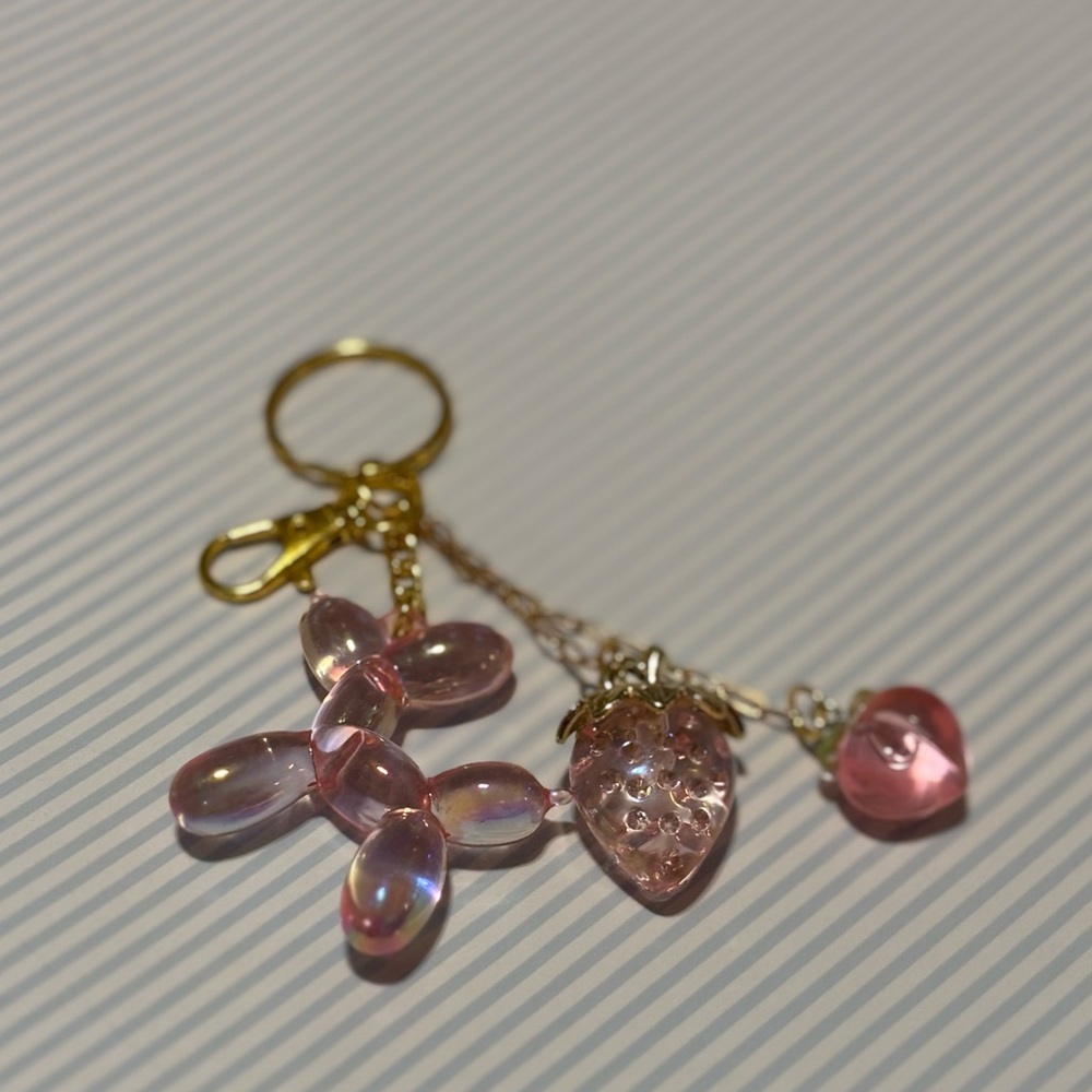 Pink Balloon Dog Keychain